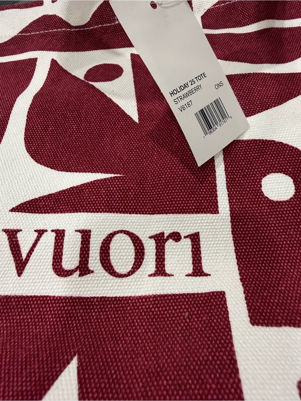 Vuori Burgundy & White Graphic Canvas Tote - Picture 2 of 2